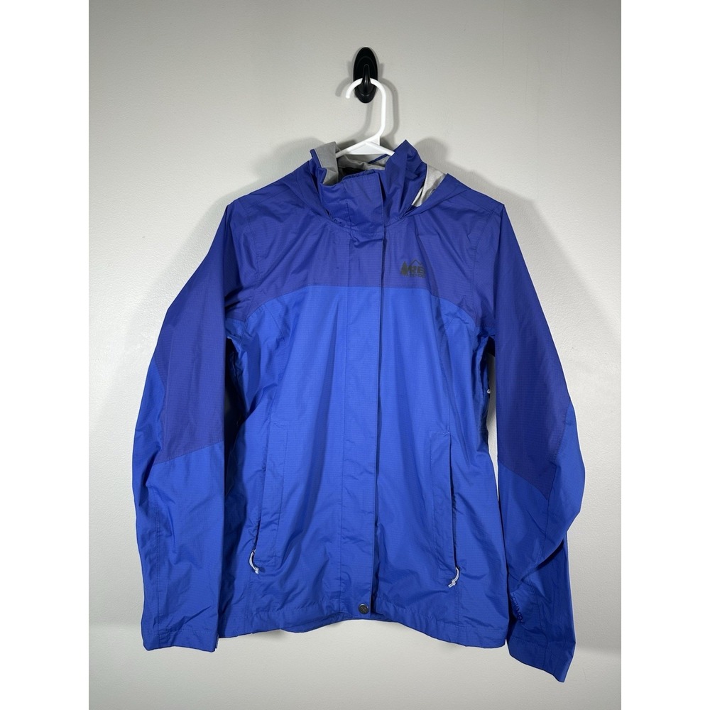 REI Coop Jacket Womens Small Blue Purple Rain Full Zip Hooded Peak 2.5L Nylon‎